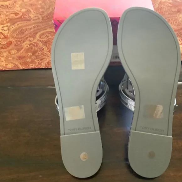 Tory Burch Miller Metallic Embossed snake in laguna blue,Size 9BNIB,MSRP$198, - Picture 3 of 4